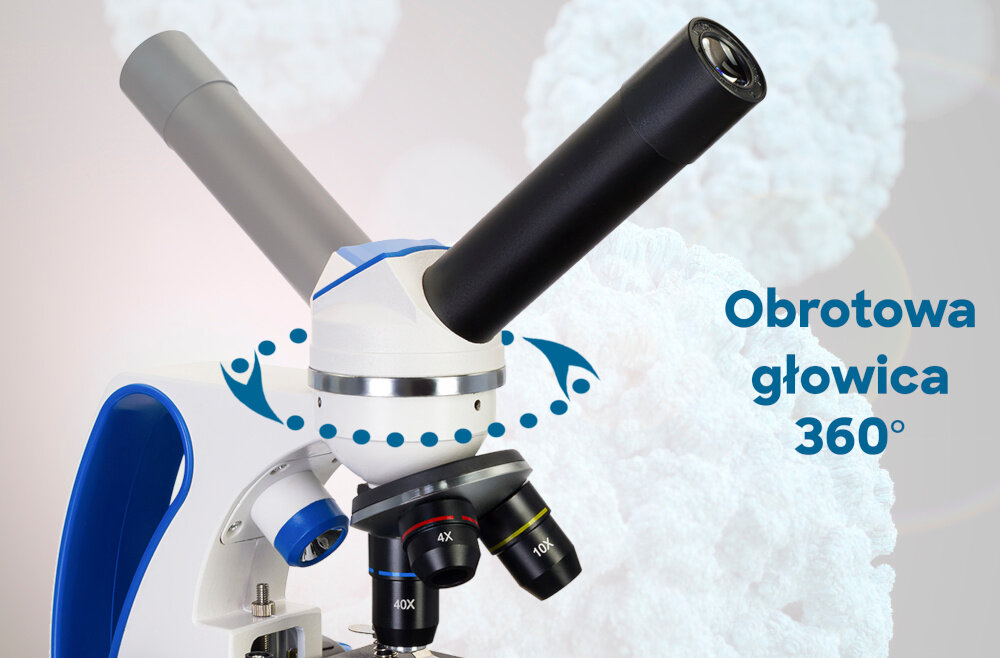 Mikroskop DISCOVERY Pico z książką Terra odkrycie wysoka jakość układy optyczneoświetlenie obrotowa głowica regulacja ostrości książka konstrukcja zestaw
