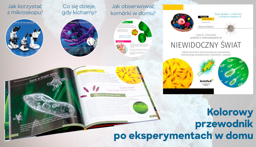 Mikroskop DISCOVERY Pico z książką Terra odkrycie wysoka jakość układy optyczneoświetlenie obrotowa głowica regulacja ostrości książka konstrukcja zestaw
