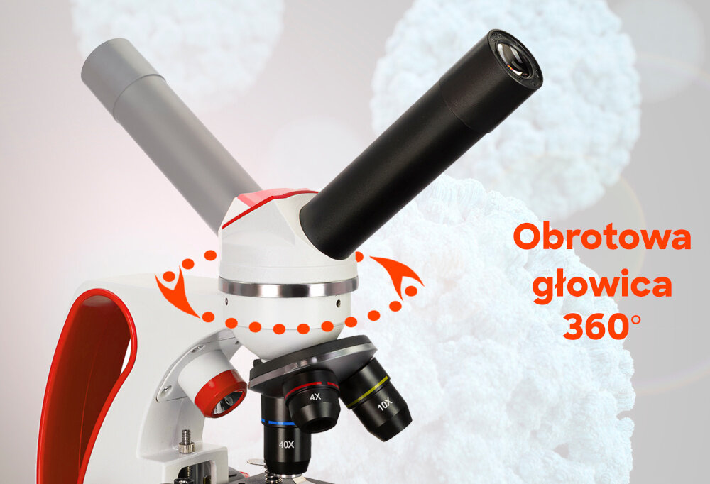 Mikroskop DISCOVERY Pico z książką Terra odkrycie wysoka jakość układy optyczneoświetlenie obrotowa głowica regulacja ostrości książka konstrukcja zestaw