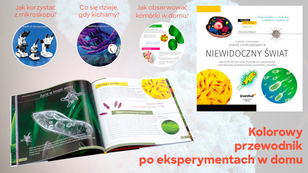 Mikroskop DISCOVERY Pico z książką Terra odkrycie wysoka jakość układy optyczneoświetlenie obrotowa głowica regulacja ostrości książka konstrukcja zestaw