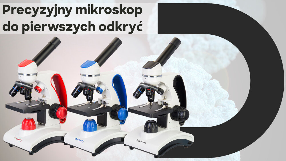 Mikroskop DISCOVERY Pico z książką Terra odkrycie wysoka jakość układy optyczneoświetlenie obrotowa głowica regulacja ostrości książka konstrukcja zestaw