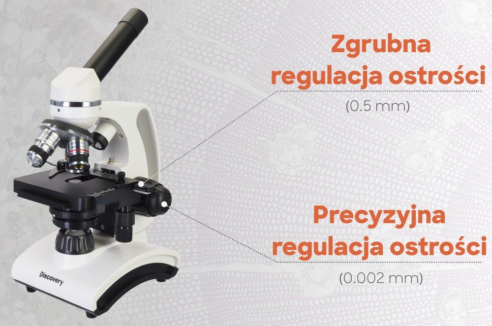 Mikroskop DISCOVERY Attoodkrycie wysoka jakość układy optyczneoświetlenie obrotowa głowica regulacja ostrości książka konstrukcja zestaw