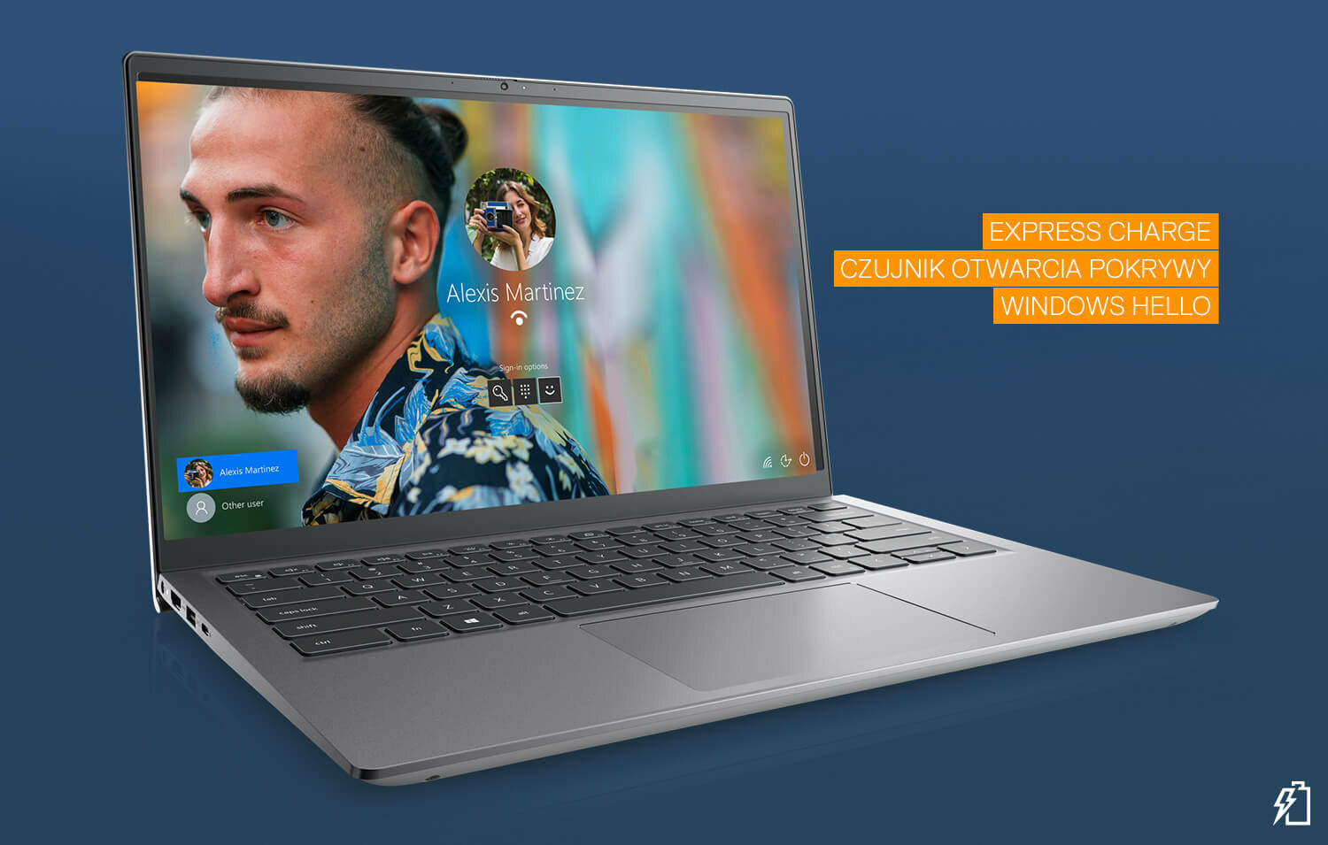 Laptop DELL Inspiron 14 5415 - EXPRESS CHARGE CZUJNIK OTWARCIA POKRYWY WINDOWS HELLO 