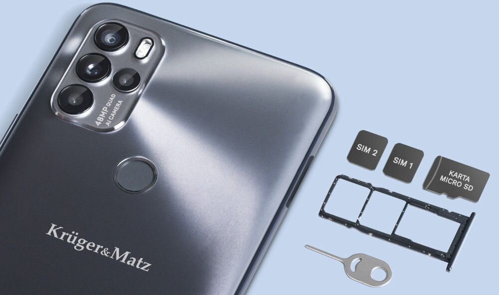 Smartfon KRUGER&MATZ Live 9S ekran bateria aparat procesor ram pamięć pojemność rozdzielczość zdjęcia filmy opis dane cechy blokady system łączność wifi bluetooth obudowa szkło odporność porty muzyka transfer sieć przekątna matryca waga czujniki