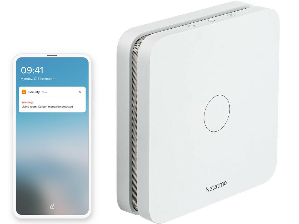 Czujnik tlenku węgla (czadu) NETATMO NCO-EC wyglad smartfon