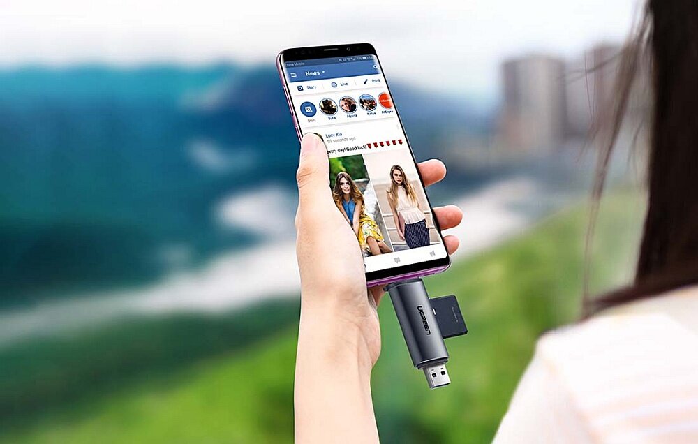 Czytnik kart SD-microSD UGREEN 50706B transfer komputer smartfon przesył szybkość zgodność karty 