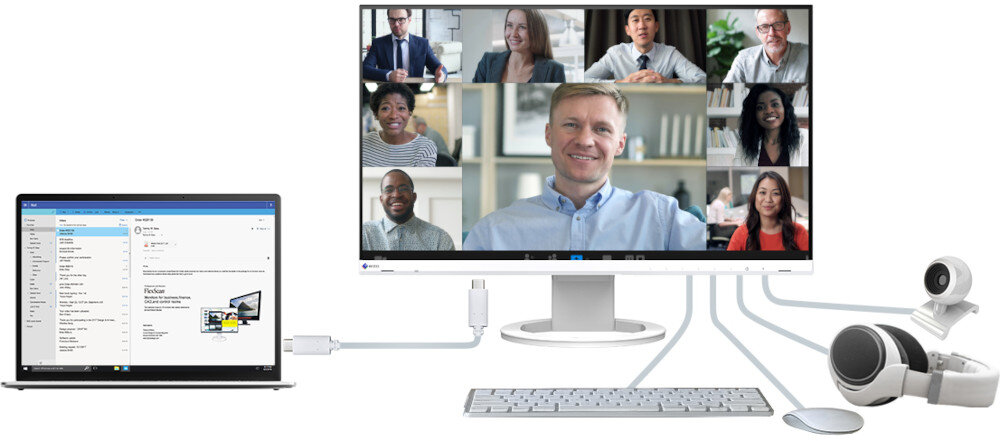 Monitor EIZO FlexScan EV2485-WT porty złącza hub usb