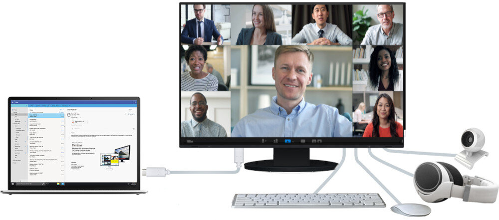 Monitor EIZO FlexScan EV2485-BK porty złącza hub usb