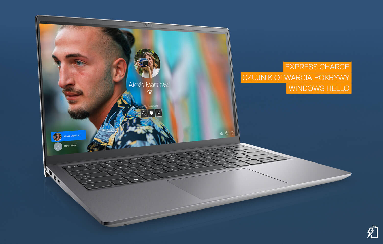 Laptop DELL Inspiron 14 5415 - EXPRESS CHARGE CZUJNIK OTWARCIA POKRYWY WINDOWS HELLO 