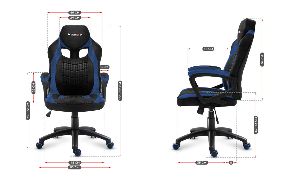 Fotel HUZARO Force 2.5 ergonomiczny układ kostny podparcie