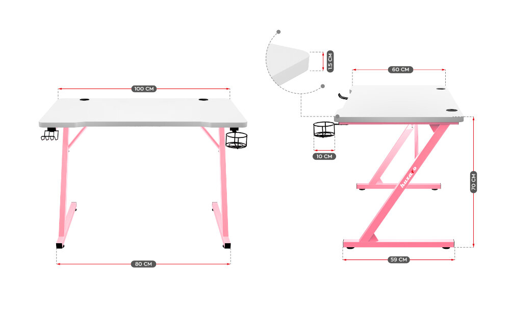 BIURKO HUZARO Hero 1.8 szeroki blat