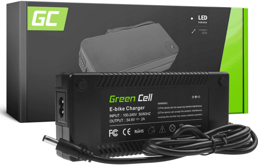 Ładowarka do roweru elektrycznego GREEN CELL ACEBIKE21 54.6V zawartosc opakowania