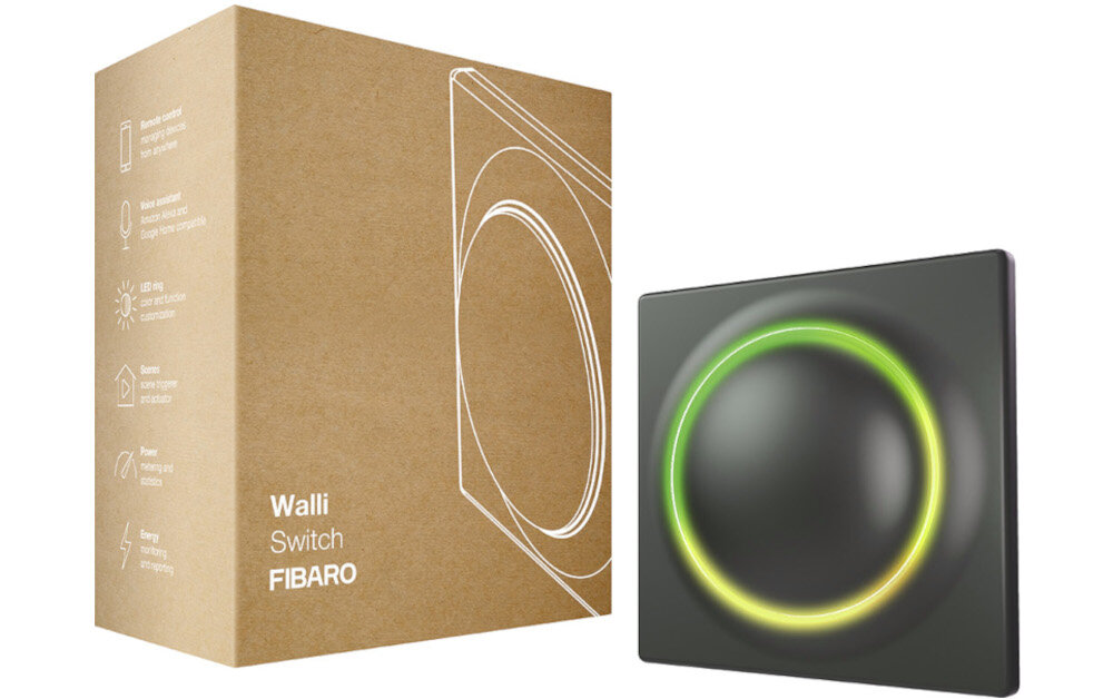 Włącznik światła FIBARO Walli Switch FGWDSEU-221-8 opakowanie zestaw wyposażenie