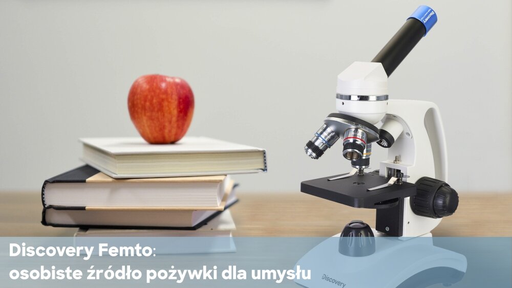 Mikroskop DISCOVERY Femto z kamerą cyfrową/książką Polar asystent doświadczenia nauka układy optyczne oświetlenie głowica precyzja regulacja ostrość książka konstrukcja