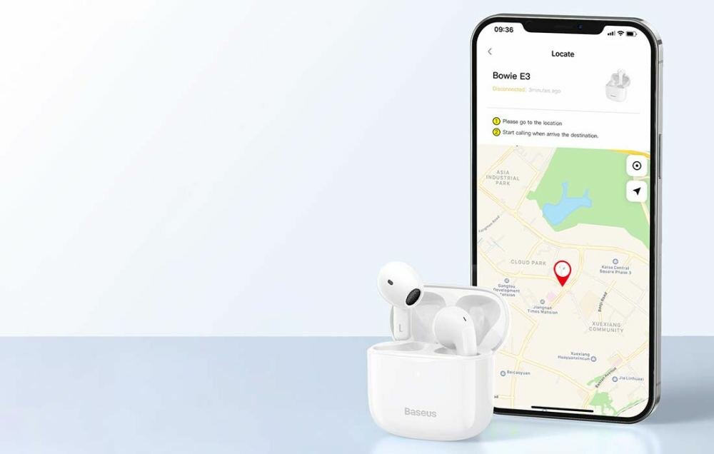 Słuchawki douszne BASEUS Bowie E3 lokalizacja aplikacja