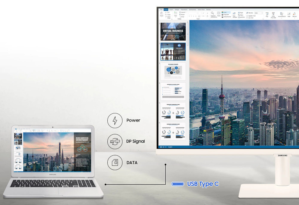 Monitor SAMSUNG LS32AM703UUXEN 32 3840x2160px wygodne polaczenie z usb-c