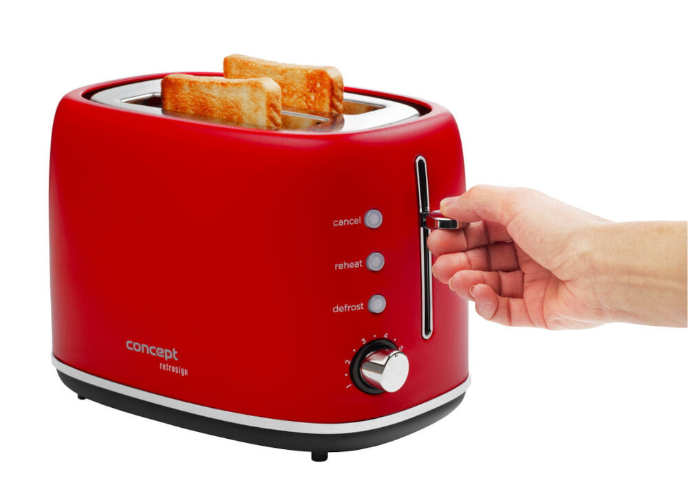 Toster CONCEPT Retrosign TE2062 Czerwony 6 stopni opiekania