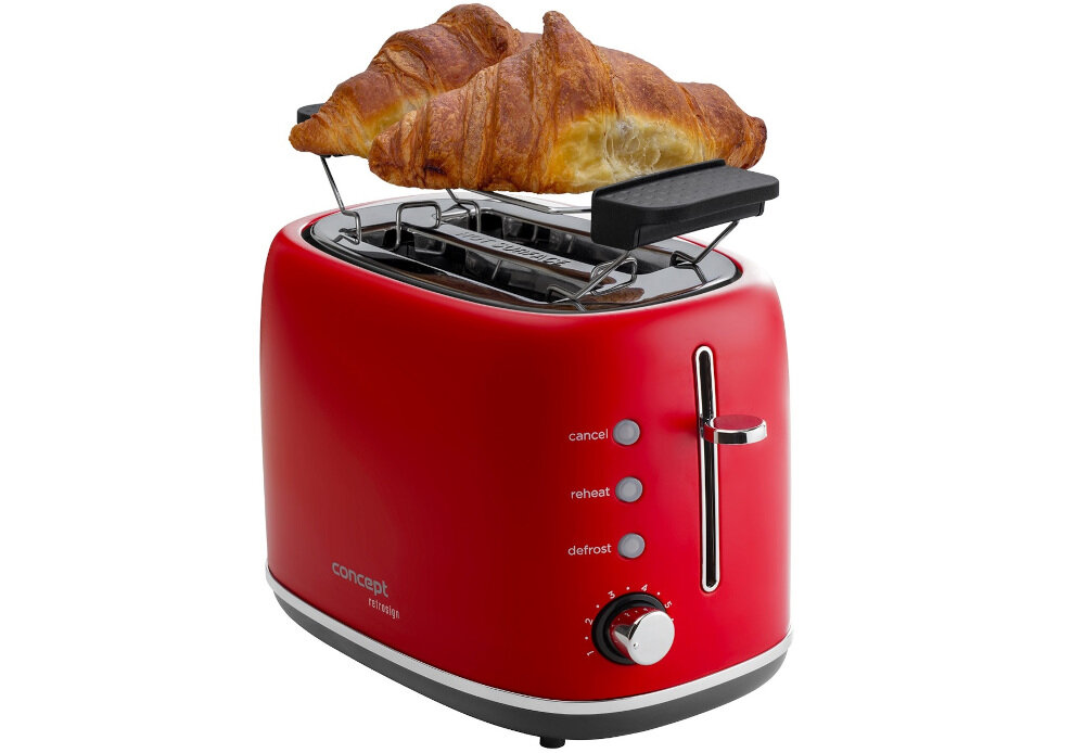 Toster CONCEPT Retrosign TE2062 Czerwony Ruszt do opiekania bulek i rogalikow