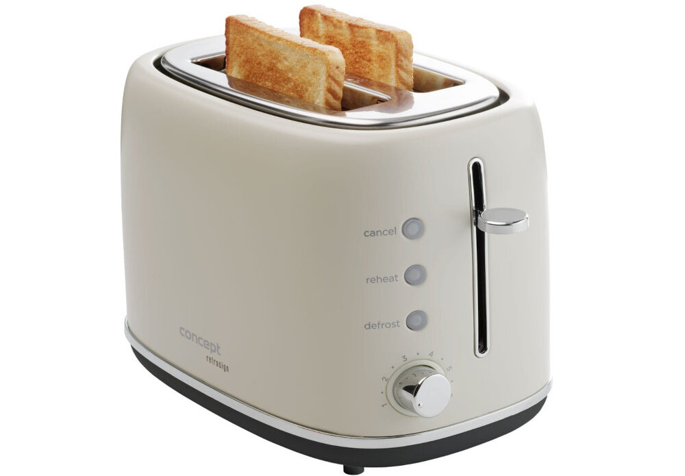 Toster CONCEPT Retrosign TE2061 Kremowy 3 funkcje dodatkowe Funkcja podgrzewania Funkcja rozmrazania Funkcja stopu