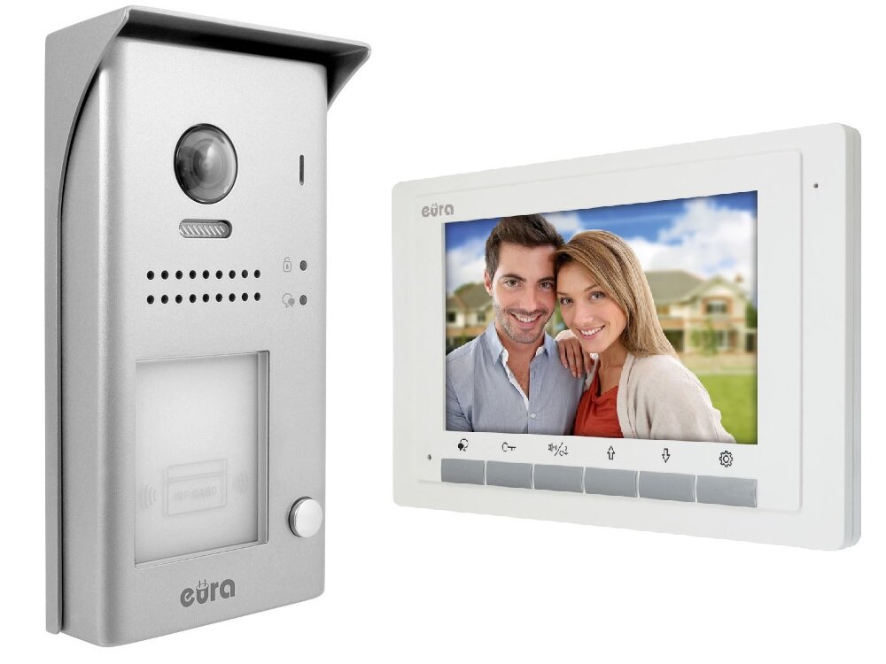 Zestaw wideodomofonowy EURA VDP-61A5 N Biały komunikacja podglad otoczenia sterowanie ryglem obsluga drugiego wejscia