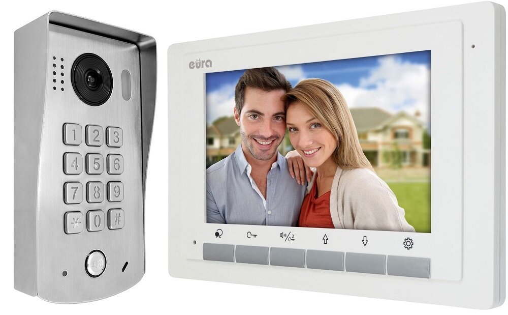 Zestaw wideodomofonowy EURA VDP-60A5W N Biały kontrola dostepu do stref wejscia dwustronna komunikacja z osoba odwiedzajaca sterowanie d=ryglem elektromagnetycznym