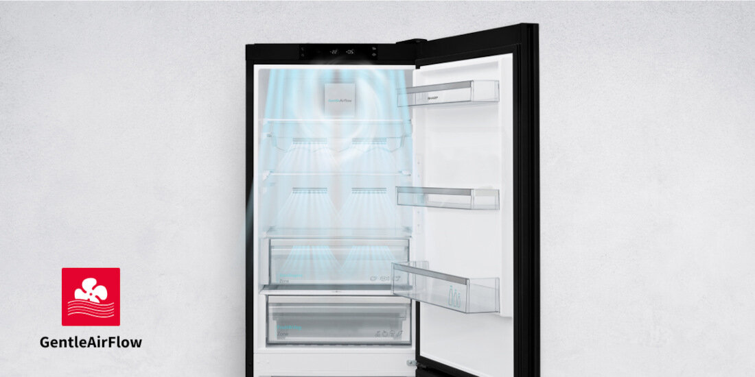 lodowka SHARP SJ-BA31IEBGE No frost 186cm Czarna Zaawansowany system cyrkulacji powietrza GentleAirFlow