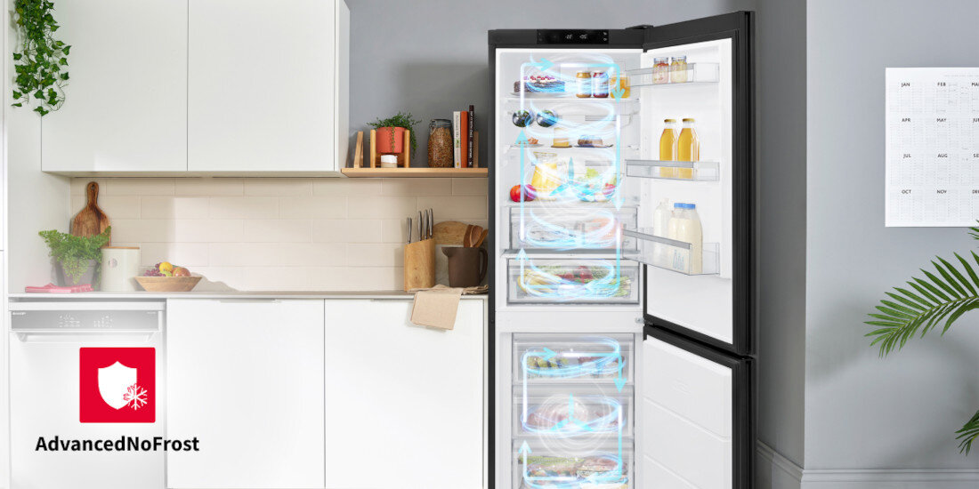 lodowka SHARP SJ-BA31IEBGE No frost 186cm Czarna Antyszronowa technologia