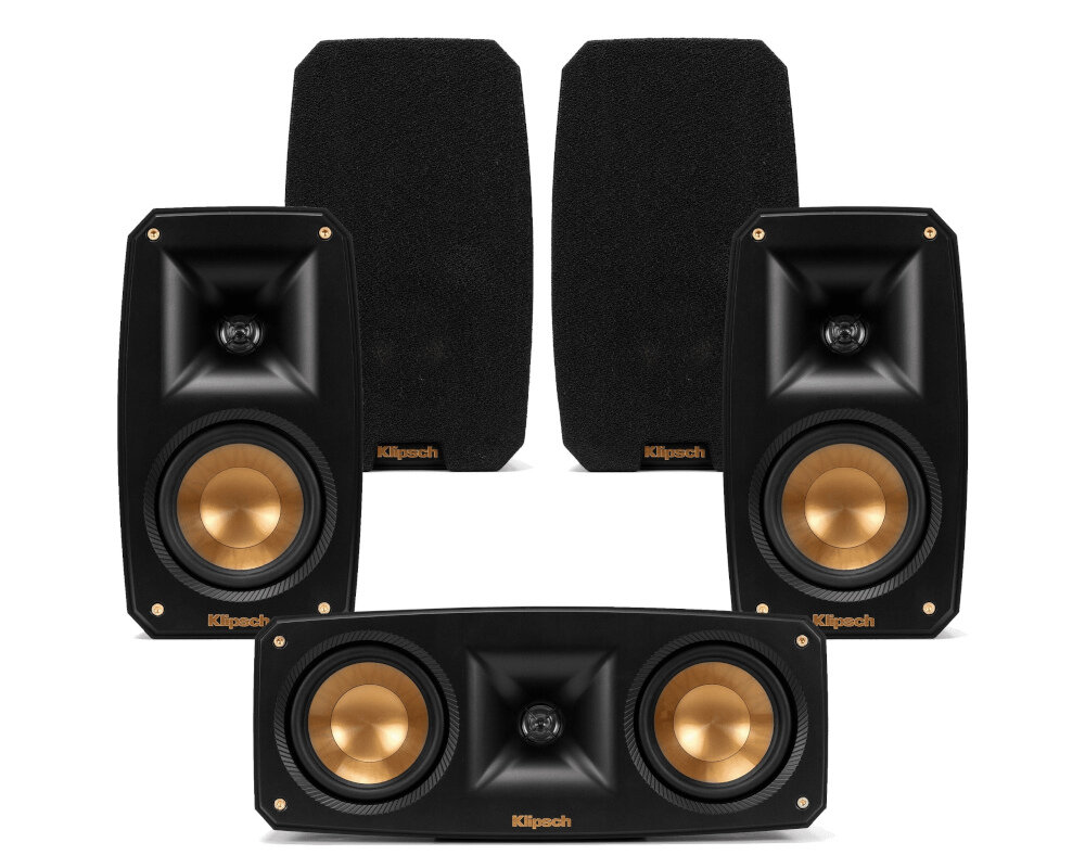 Zestaw kolumn KLIPSCH Reference Theater Pack 5.0 Czarny głośniki membrana technologie połączenia dźwięk jakość wytrzymała stylowa obudowa 