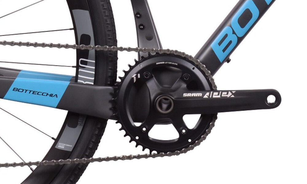 Rower gravel BOTTECCHIA Gravel Carbon M23 28 cali męski Antracytowy mat lekka wydajna konstrukcja korby marki SRAM korba Apex 11/42 wkład suportu SRAM Apex niezrównanej solidności