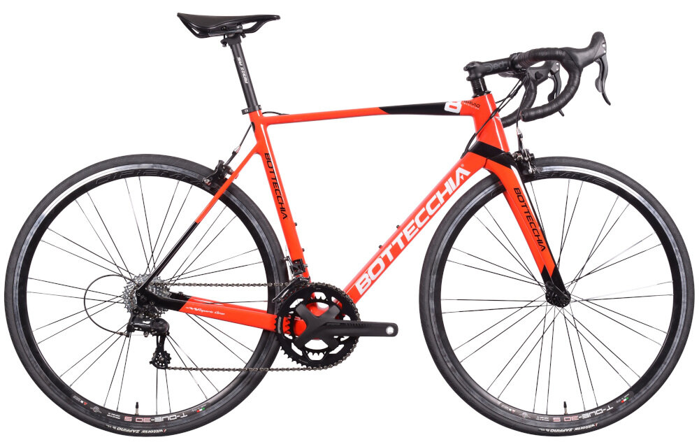 Rower szosowy BOTTECCHIA 8Avio Revolution M19 28 cali męski Czarno-czerwony dla mężczyzn wygodna geometria ramy dla początkujących i zaawansowanych lekki o wysokiej sztywności opony najwyższej jakości osprzęt najwyższej jakości