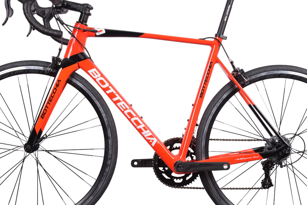 Rower szosowy BOTTECCHIA 8Avio Revolution M20 28 cali męski Czarno-czerwony rama carbonowa 20-calowa wysoka trwałość odporność na korozję i uszkodzenia mechaniczne