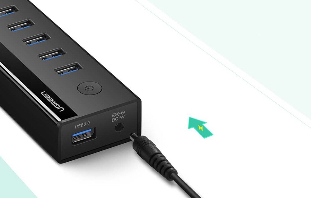 Hub UGREEN US219 USB 3.2 Gen. 1, Aktywny zasilanie złącze DC