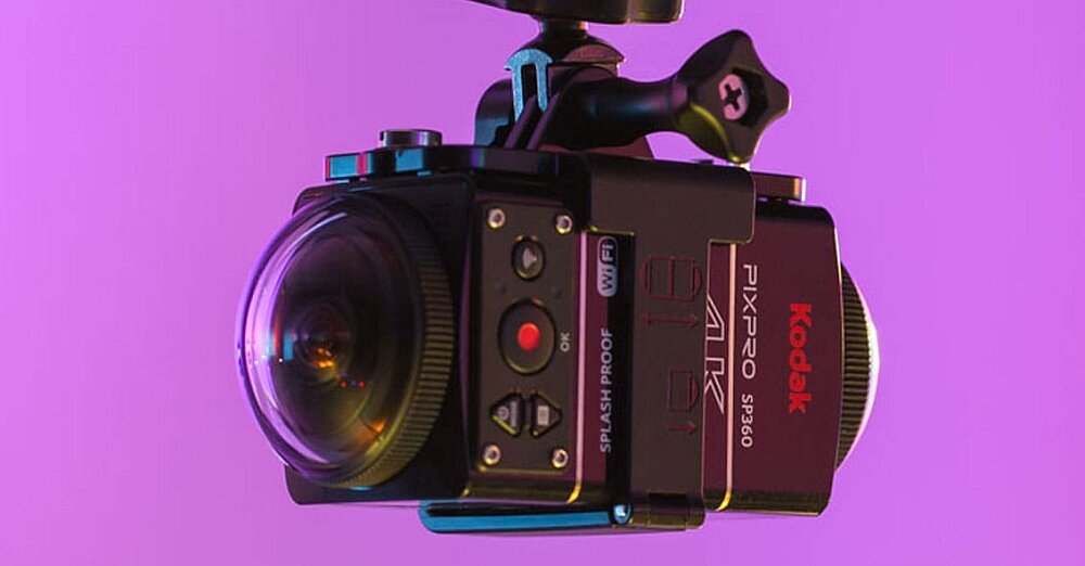 Kamera sportowa KODAK Pixpro SP360 4K Aqua Sport Pack panorama rozdzielczość filmy zdjęcia łączność aplikacja akumulator ładowanie