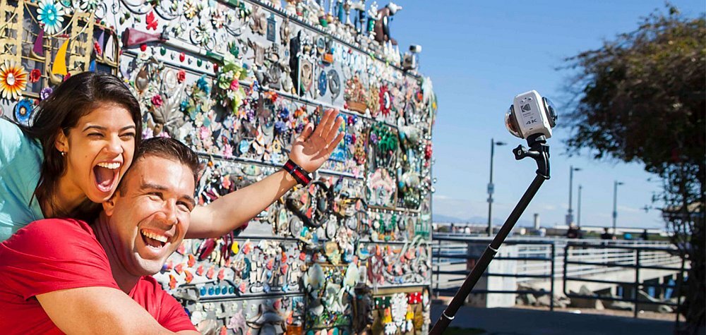 Kamera sportowa KODAK Pixpro 4KVR360 zdjęcia łączność aplikacja akumulator ładowanie 