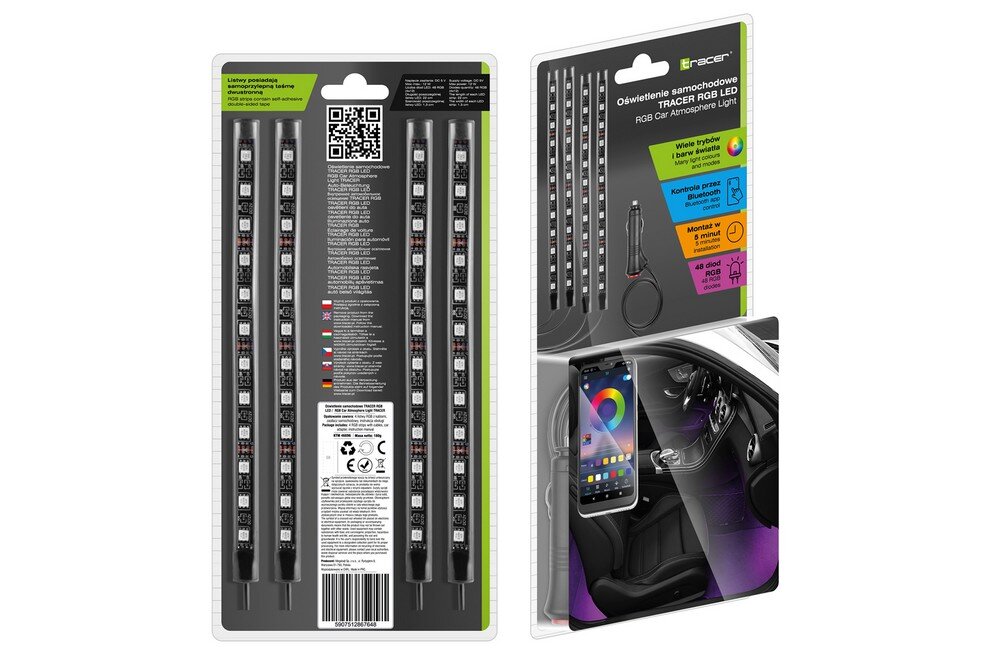 Oświetlenie samochodowe TRACER RGB LED światło sterowanie montaż samochód auto tuning 