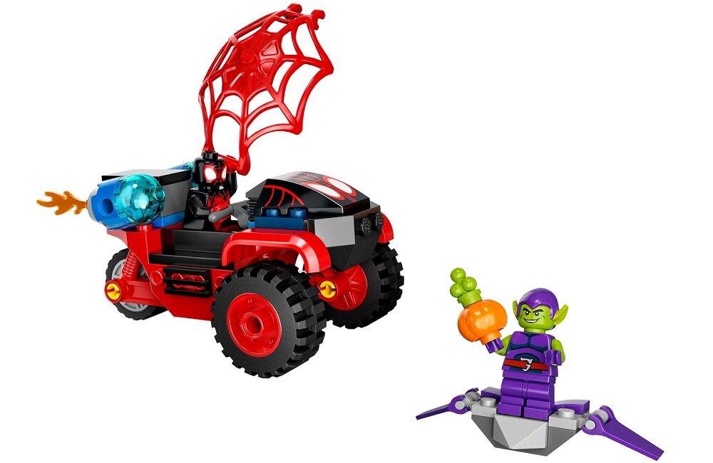 LEGO Spider Man Miles Morales Technotrójkołowiec Spider Mana 10781 Uratuj sytuację
