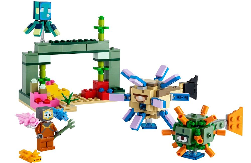 LEGO Minecraft Walka ze strażnikami 21180 Ocean rozrywki dla graczy w Minecrafta