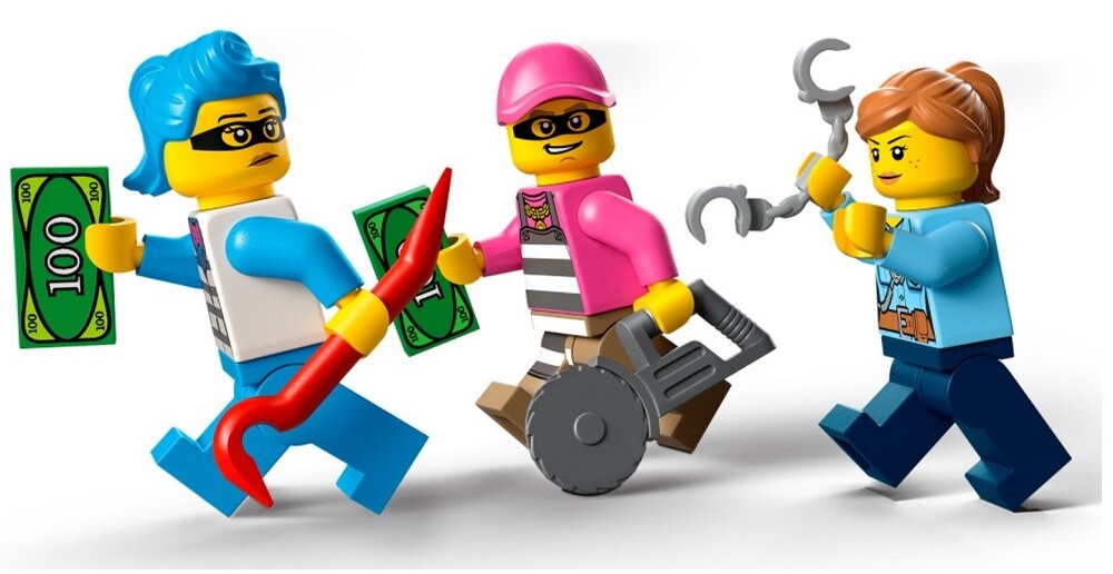 LEGO City Policyjny pościg za furgonetką z lodami 60314 Minifigurki gotowe na zabawę z Tobą