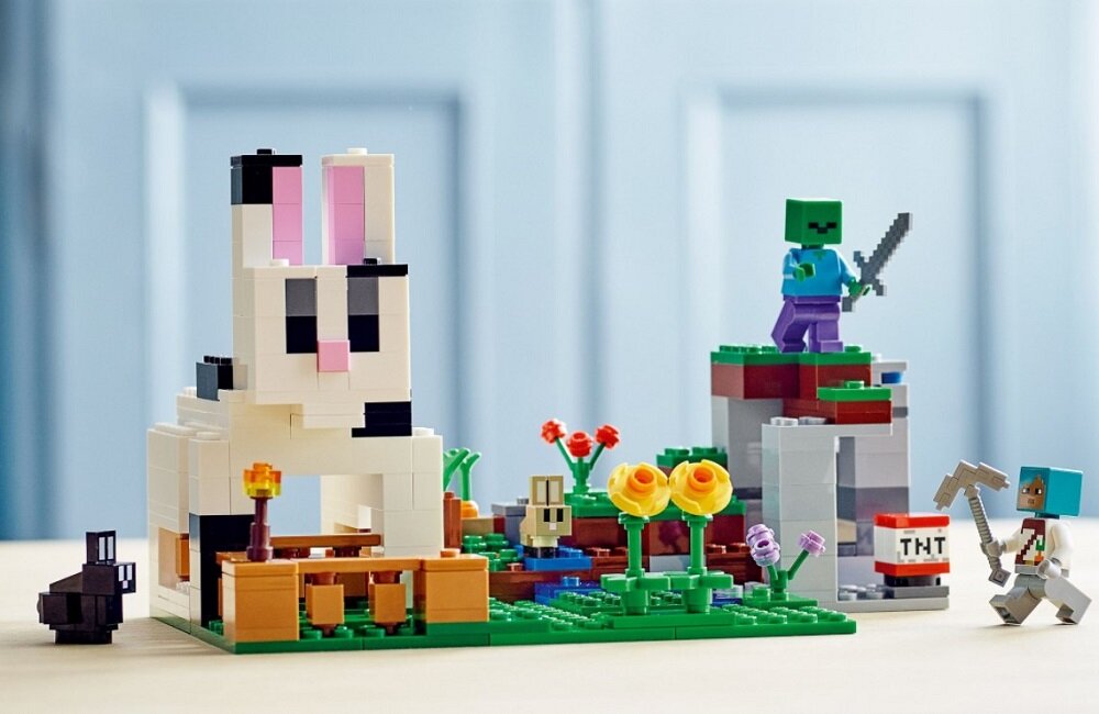 LEGO Minecraft Królicza farma 21181 Budowanie walczenie i opieka nad królikami Nieograniczone możliwości zabawy