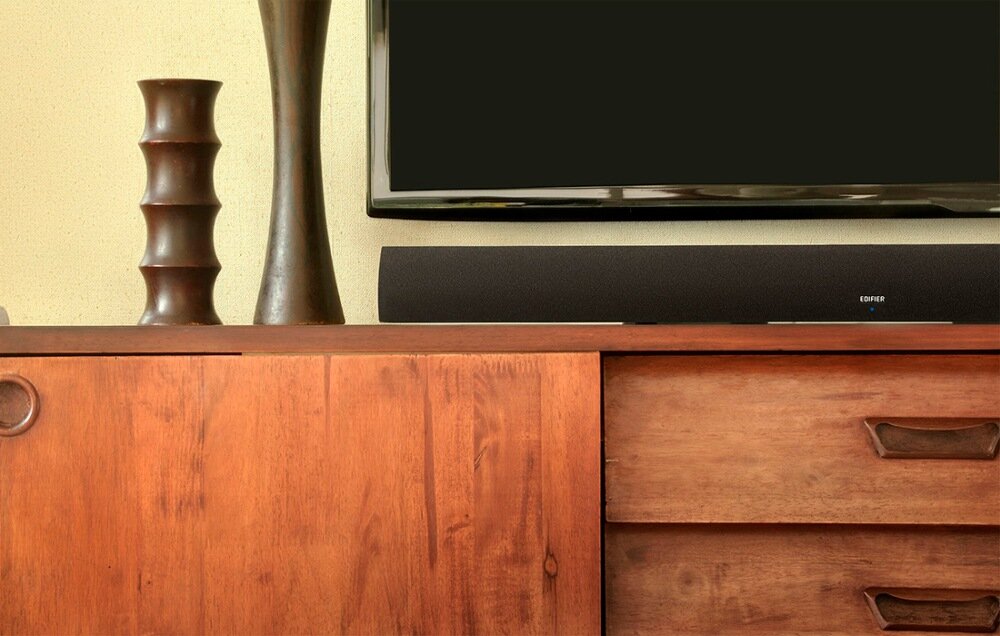 Soundbar EDIFIER B3 dźwięk jakość przetworniki połączenie zniekształcenia kable tryby pracy design możliwości