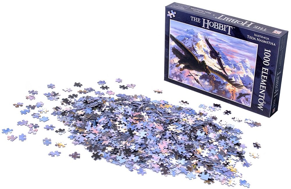 Puzzle REBEL Hobbit Bilbo i Orły 1000 elementów Dla wszystkich fanów Hobbita i fantastycznego świata Podejmij wyzwanie tysiąca puzzli dla dzieci powyżej 8 roku życia
