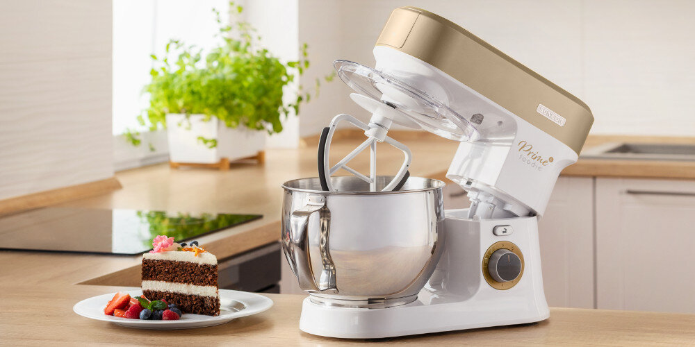 Robot kuchenny planetarny SENCOR STM 3787CH 1200W z blenderem kielichowym, maszynką do mięsa i szatkownicą Łatwy w obsłudze 6 stopni ustawienia prędkość funkcja PULSE 2 programy NutriSmart 8 różnych nakładek