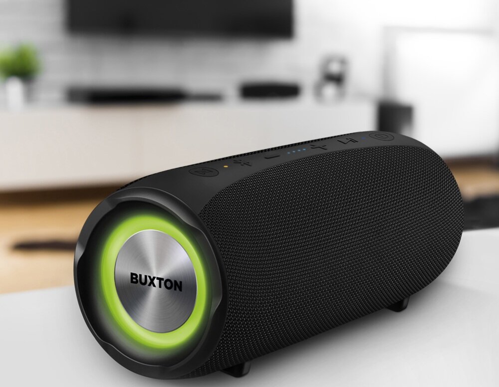 Głośnik mobilny BUXTON BBS 7700 Czarny dźwięk wysoka jakość brzmienie łączność połączenie ładowanie wizualne aplikacja 
