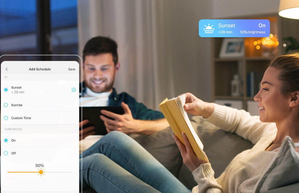 Inteligentna żarówka LED TP-LINK L520E 8W E27 Wi-Fi aplikacja zarządzanie przygaszanie dostosowanie personalizacja hrmonogram oszczędność ekologia światło jasność