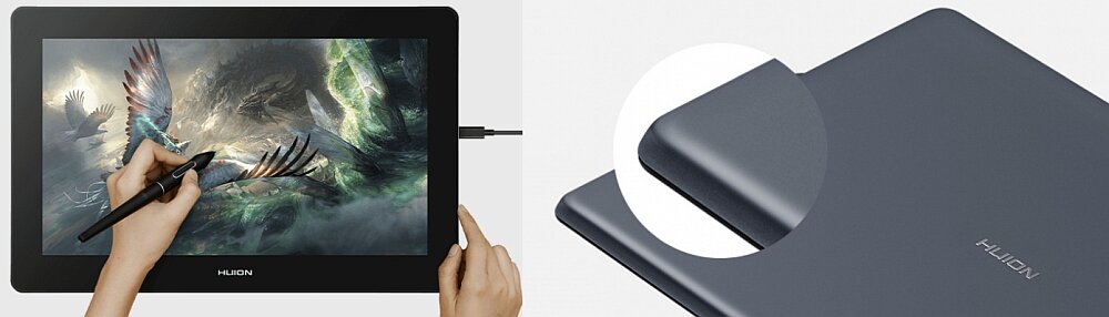 Tablet graficzny HUION Kamvas Pro 16 4K ekran zasilanie rysowanie artysta powierzchnia pióro usb rozdzielczość wymiary waga
