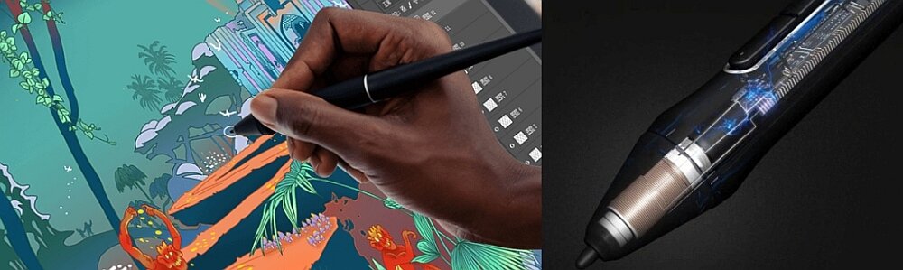 Tablet graficzny HUION Kamvas 24 Plus matryca przekątna rysowanie pióro zasilanie rozdzielczość kolory ekran obraz wymiary