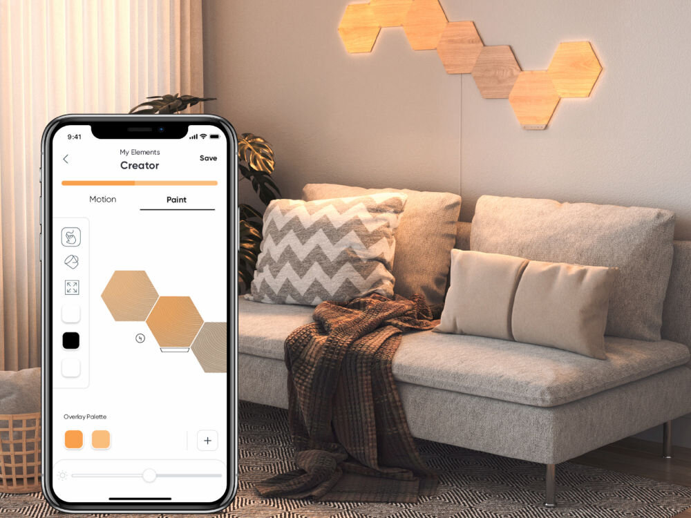 Panele świetlne NANOLEAF Elements Elements Hexagons Starter Kit (7 sztuk) obsługa aplikacja pilot asystent