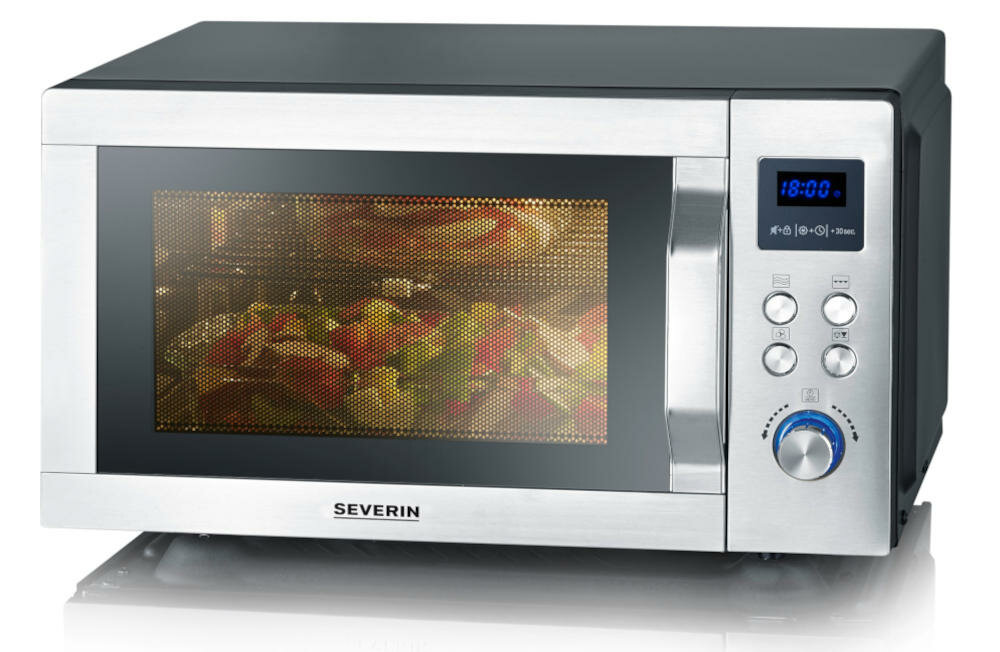 SEVERIN-MW-7758 kuchenka mikrofalowa funkcje przygotowywanie potrawy temperatura poziomy gotowanie rozmrażanie podgrzewanie opiekanie