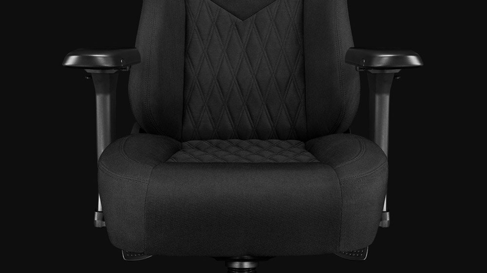 Fotel YUMISU-2053 czarny tkanina prawy skos komplet estetyka podstawa ciala