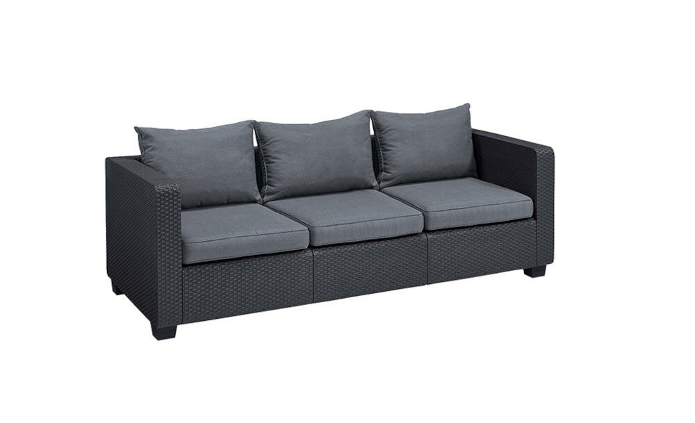 KETER sofa odpoczynek taras ogród komfort mebel ogrodowy elegancki styl minimalizm podłokietniki szerokie wygodne głębokie siedziska miękkie poduszki